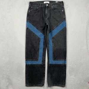 Pacsun Baggy Jeans Mens 31x31 Black Denim Mixed Blue Indigo Panel 2 Tone Y2K